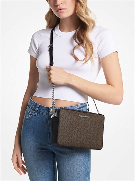 michael kors jet set bruine crossbody tas|Jet Set Large Logo Crossbody Bag .